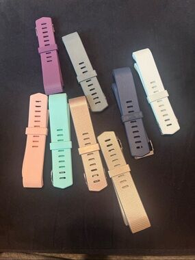 Interchangeable Silicone Fit Bit Watch Bands - Multi-Color Pack (8 bands total)